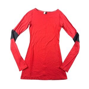 Lululemon Athletica Long Sleeve T-Shirt Women 2 Red Colorblock Gym Yoga Sporty